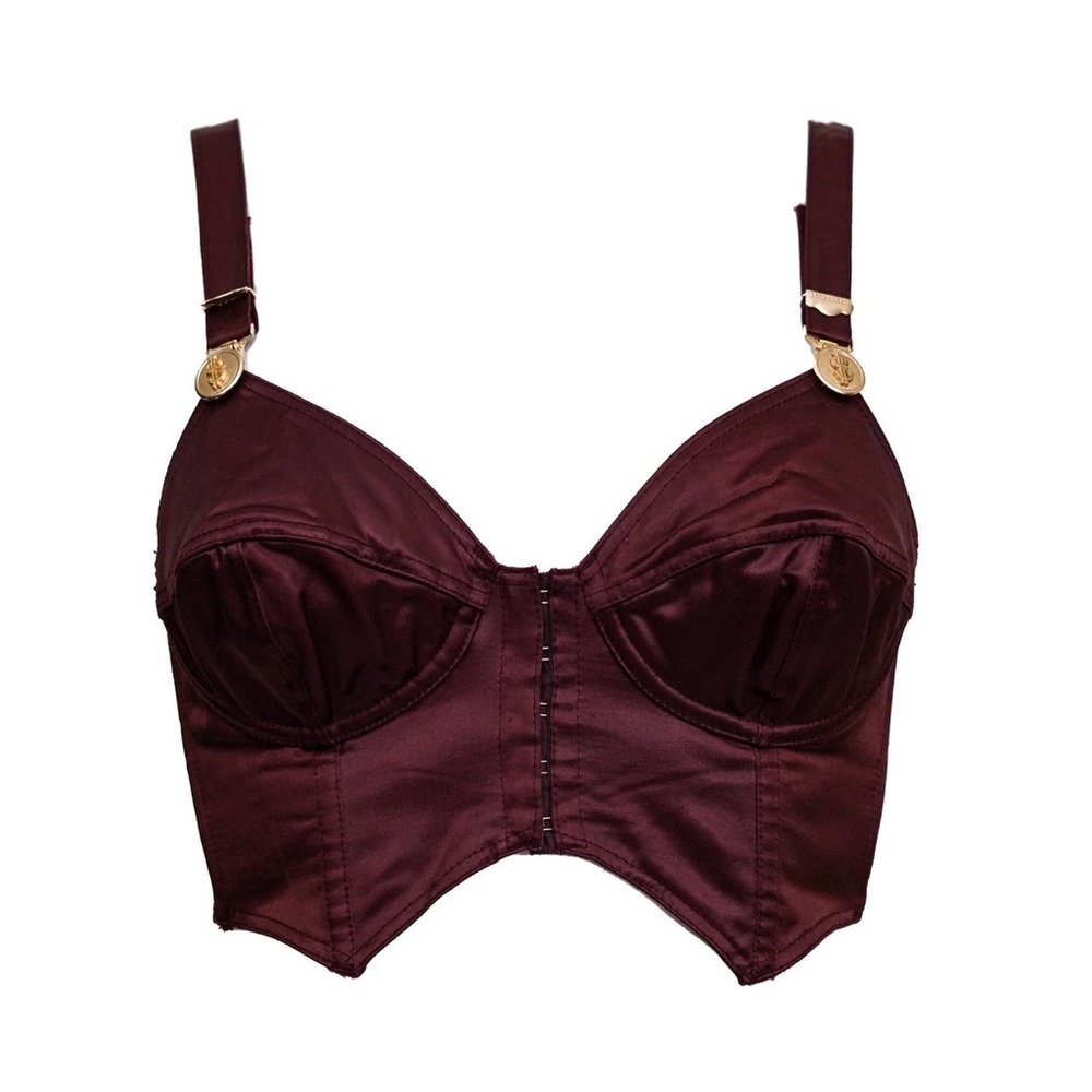 Jean Paul Gaultier Junior Burgundy Dollar Sign Bustier Top
